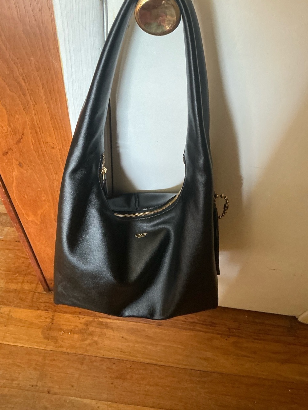 Coach Pillow Brooklyn 34 In Black Leather